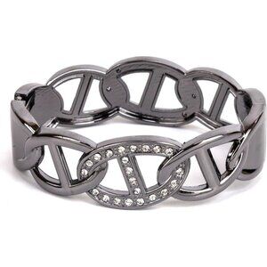 🔥 Spunkysoul Chain Buckle Women Silver Rhinestones Rose Gun Metal Cuff Bracelet